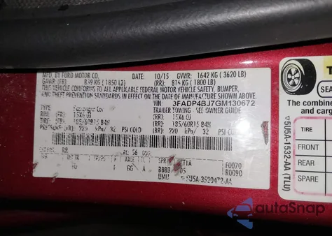 2016 Ford Fiesta Se from USA, damaged, VIN 3FADP4BJ7GM130672
